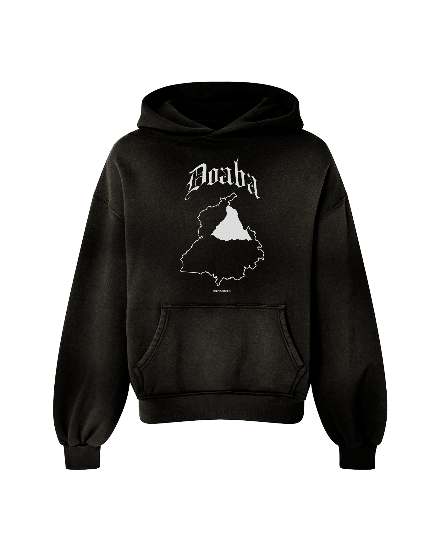 DOABA OVERSIZED PREMIUM FADED HOODIE SMOKED BLACK - Drip by Rage