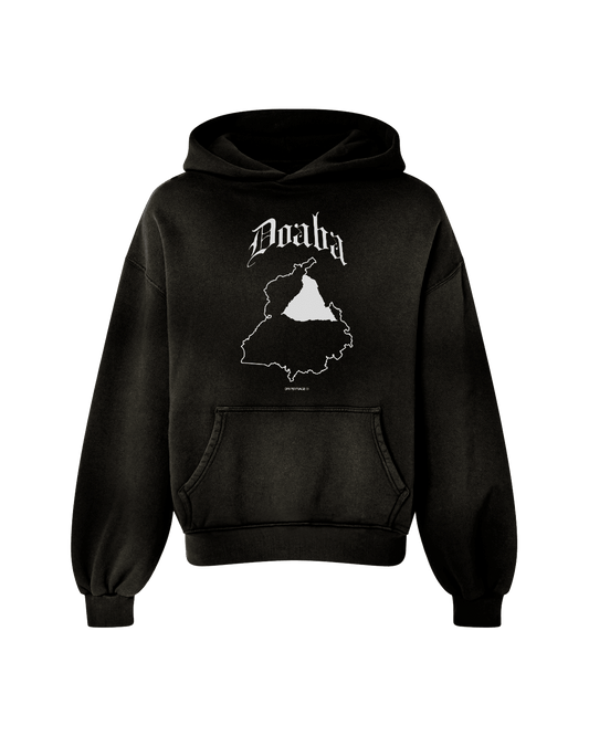 DOABA OVERSIZED PREMIUM FADED HOODIE SMOKED BLACK - Drip by Rage