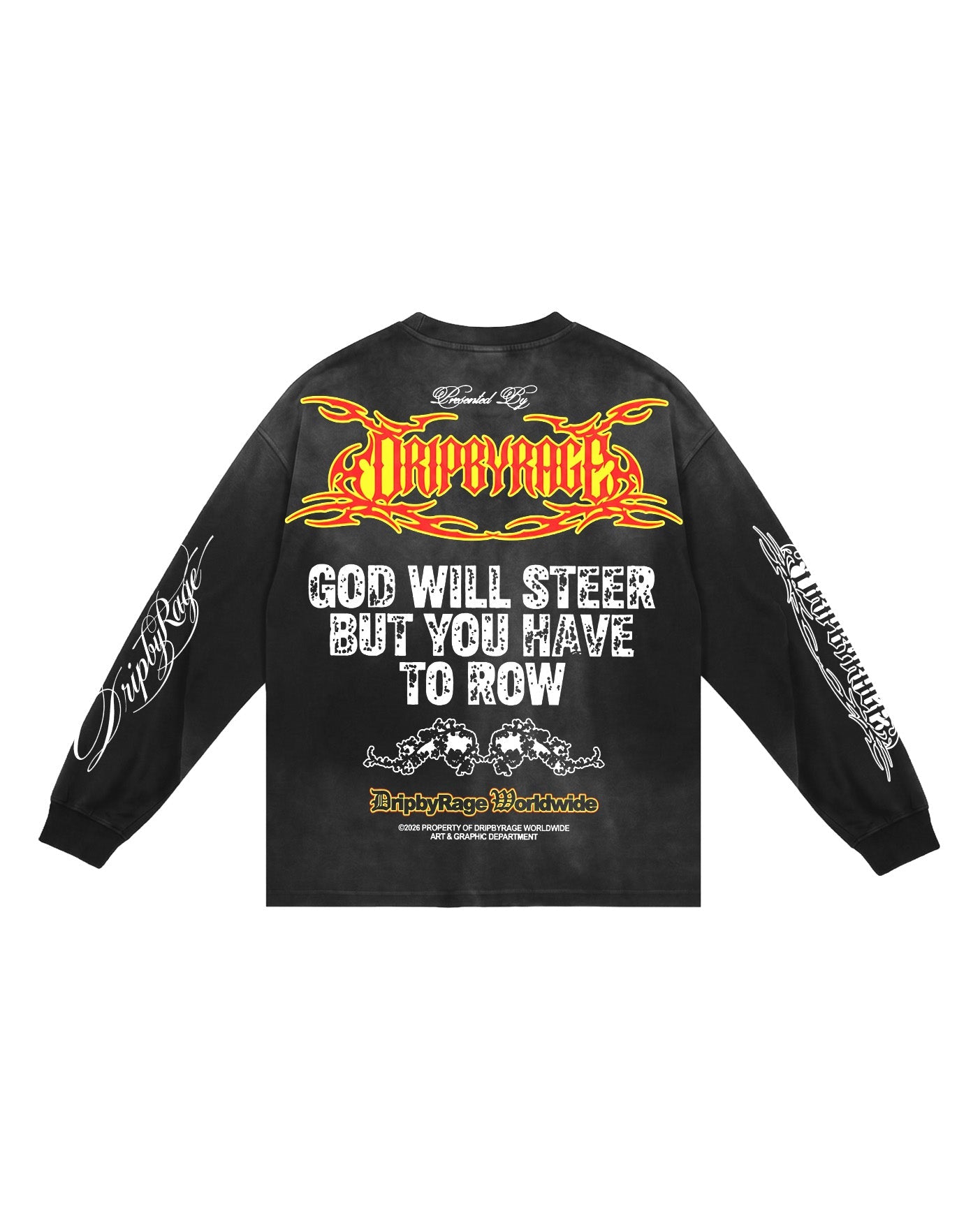 DOUBLE PRAYER FADED WASHED LONG SLEEVE T-SHIRT - Drip by Rage