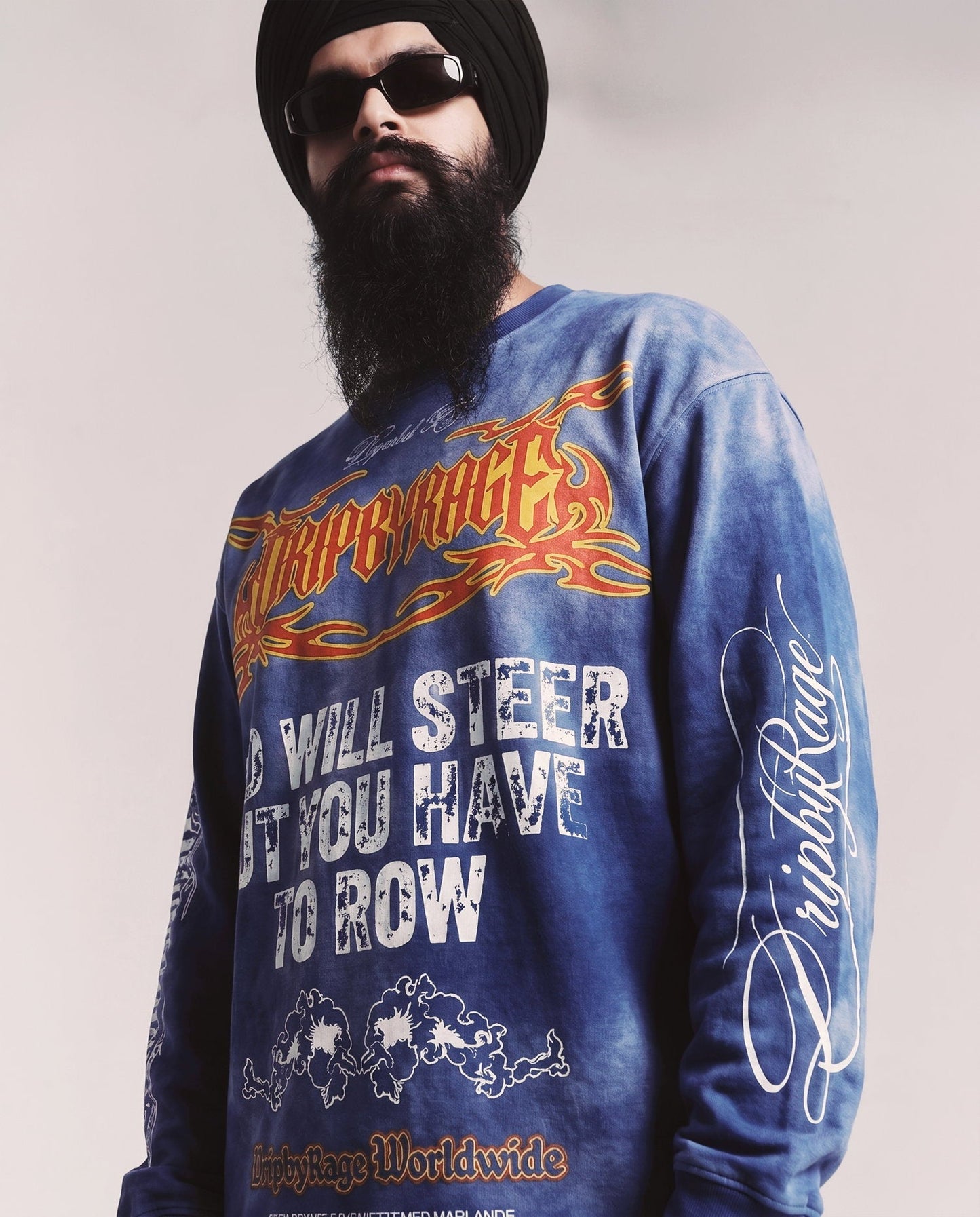 DOUBLE PRAYER FADED WASHED LONG SLEEVE T-SHIRT - Drip by Rage
