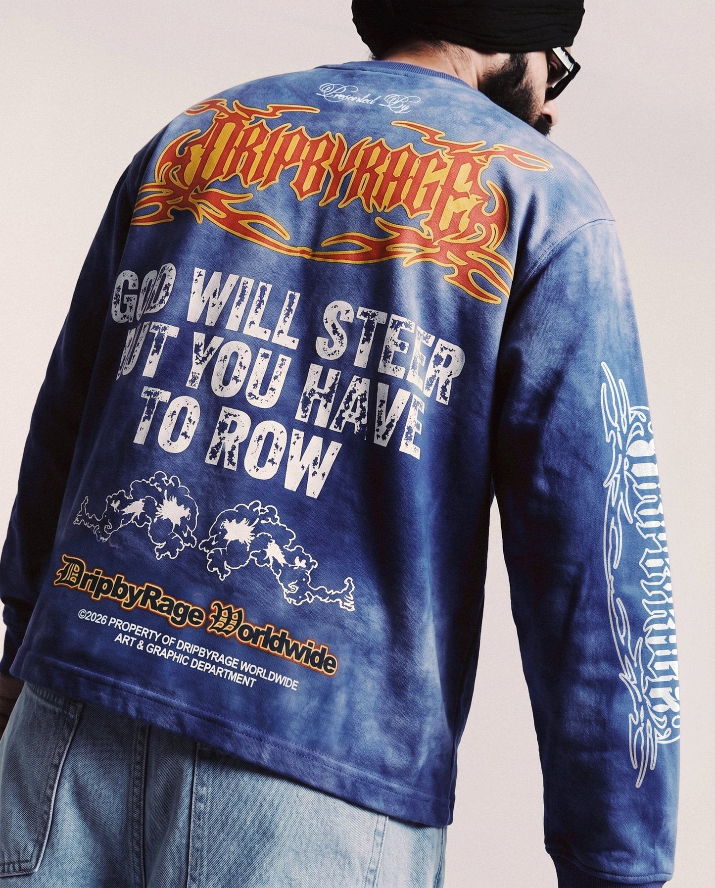 DOUBLE PRAYER FADED WASHED LONG SLEEVE T-SHIRT - Drip by Rage