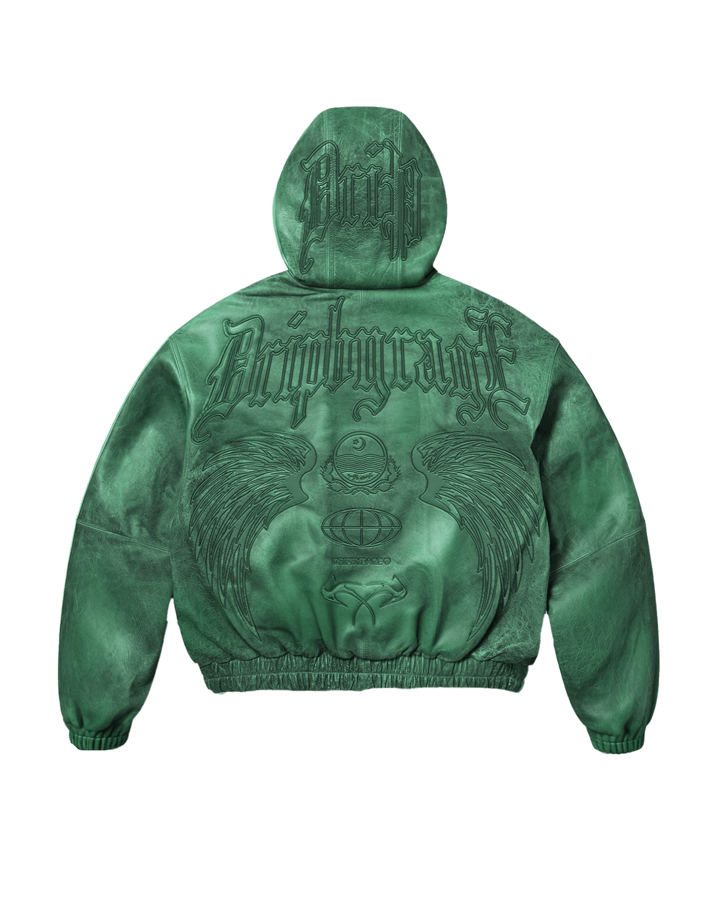 Emerald Washed Leather Hoodie Jacket - Drip by Rage