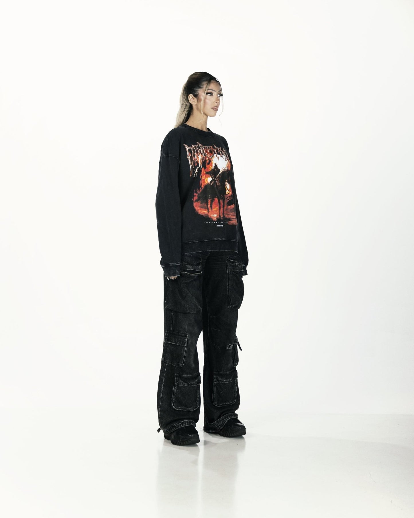 ETERNAL FLAME OVERSIZED FADED SWEATSHIRT - Drip by Rage