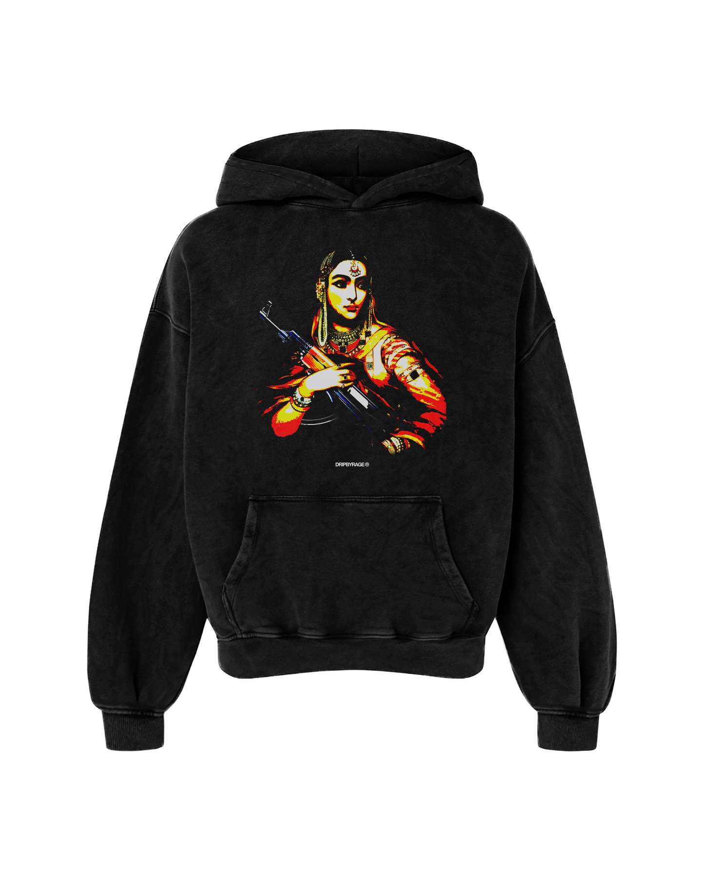 GANGSTER QUEEN OVERSIZED FADED HOODIE BLACK