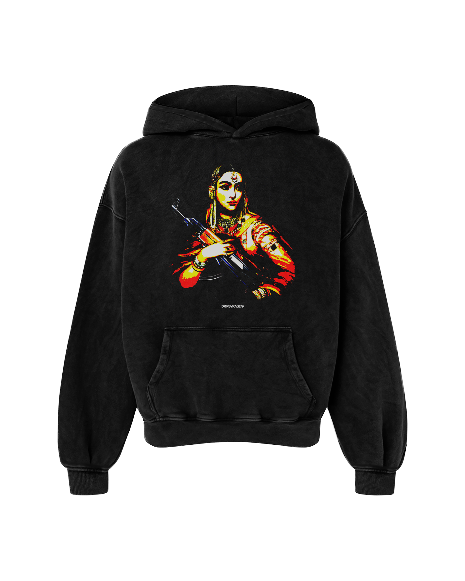 GANGSTER QUEEN OVERSIZED FADED HOODIE BLACK