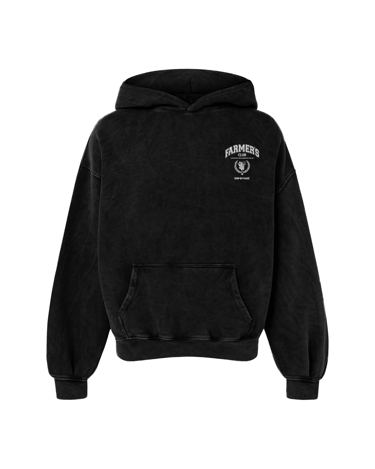 FARMERS CLUB OVERSIZED FADED HOODIE BLACK - Drip by Rage