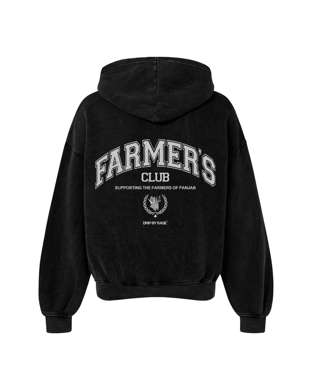 FARMERS CLUB OVERSIZED FADED HOODIE BLACK - Drip by Rage