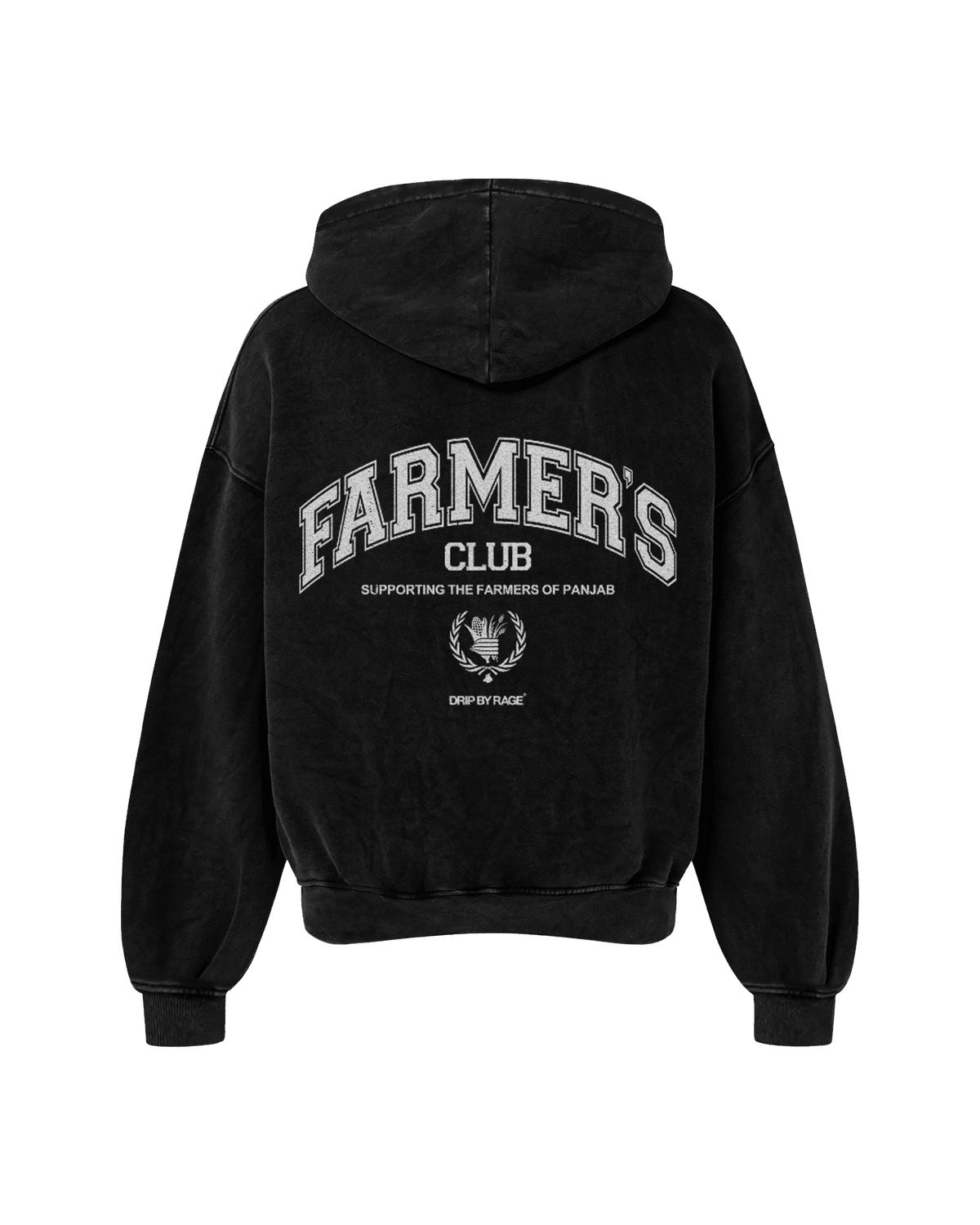 FARMERS CLUB OVERSIZED FADED HOODIE BLACK - Drip by Rage