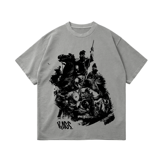 WAR RAGE OVERSIZED FADED T-SHIRT GREY