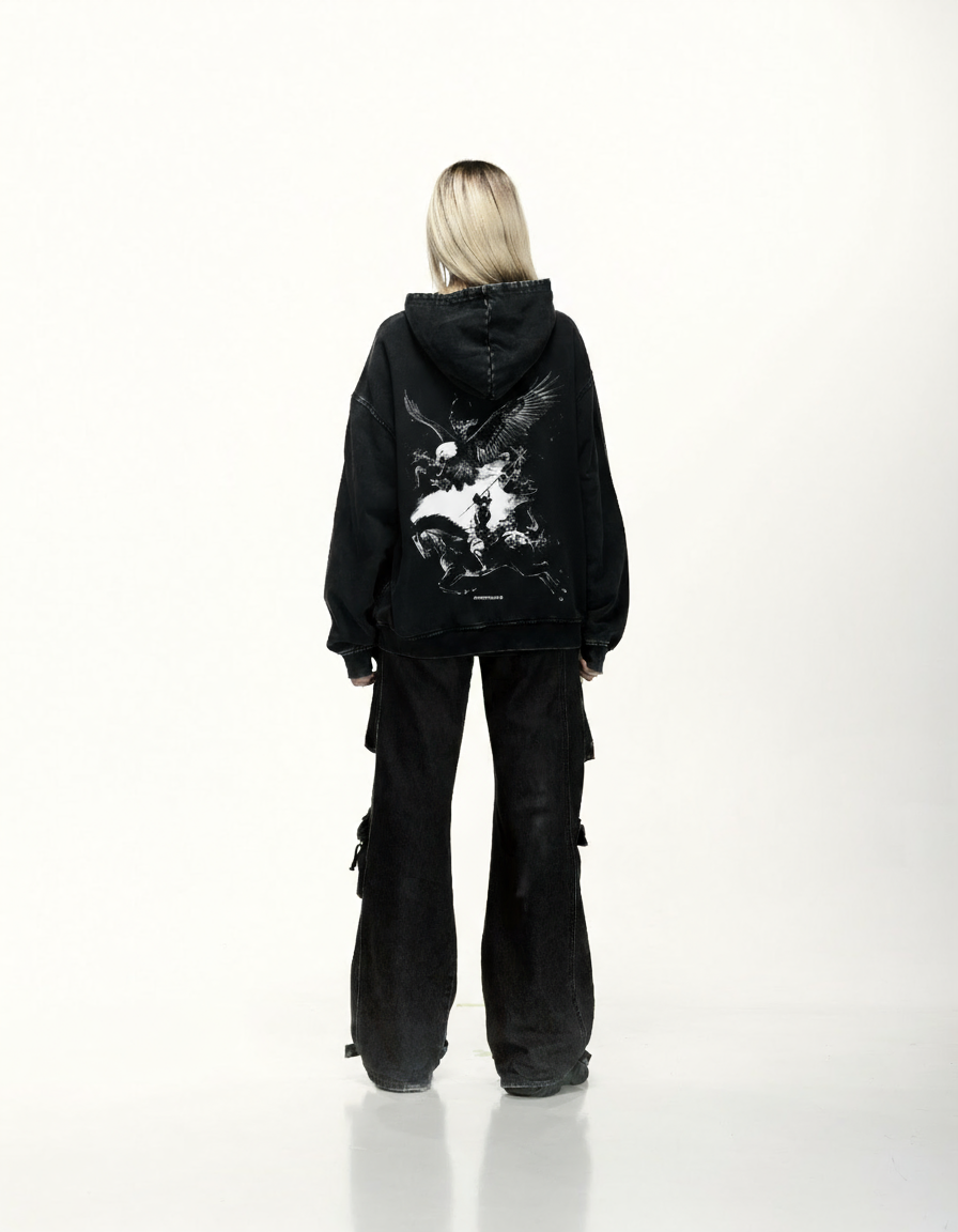 NO FEAR DARK EDITION OVERSIZED FADED HOODIE BLACK