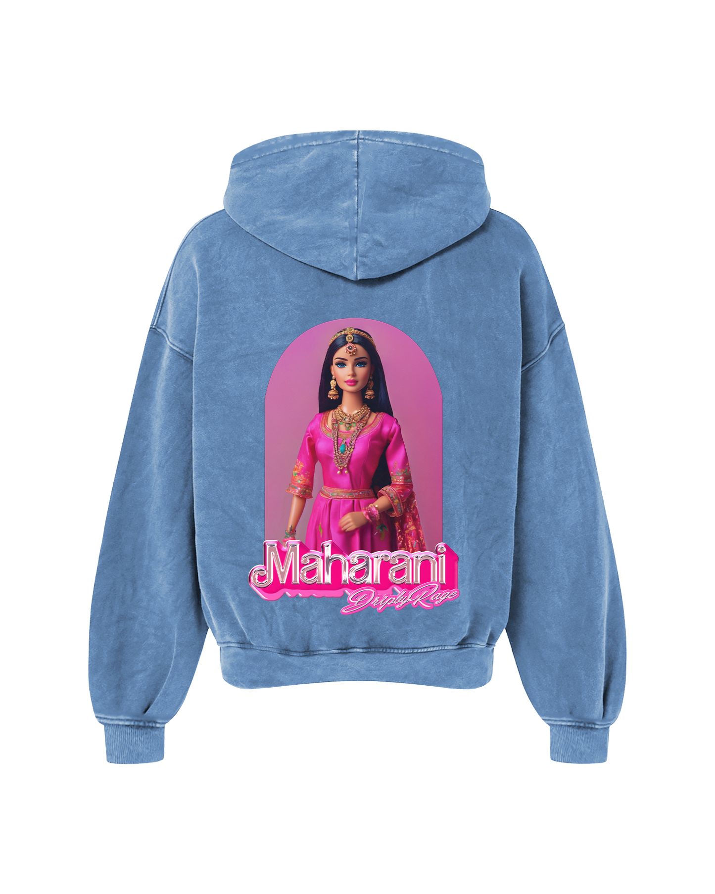 BROWN BARBIE OVERSIZED WASHED HOODIE BLUE