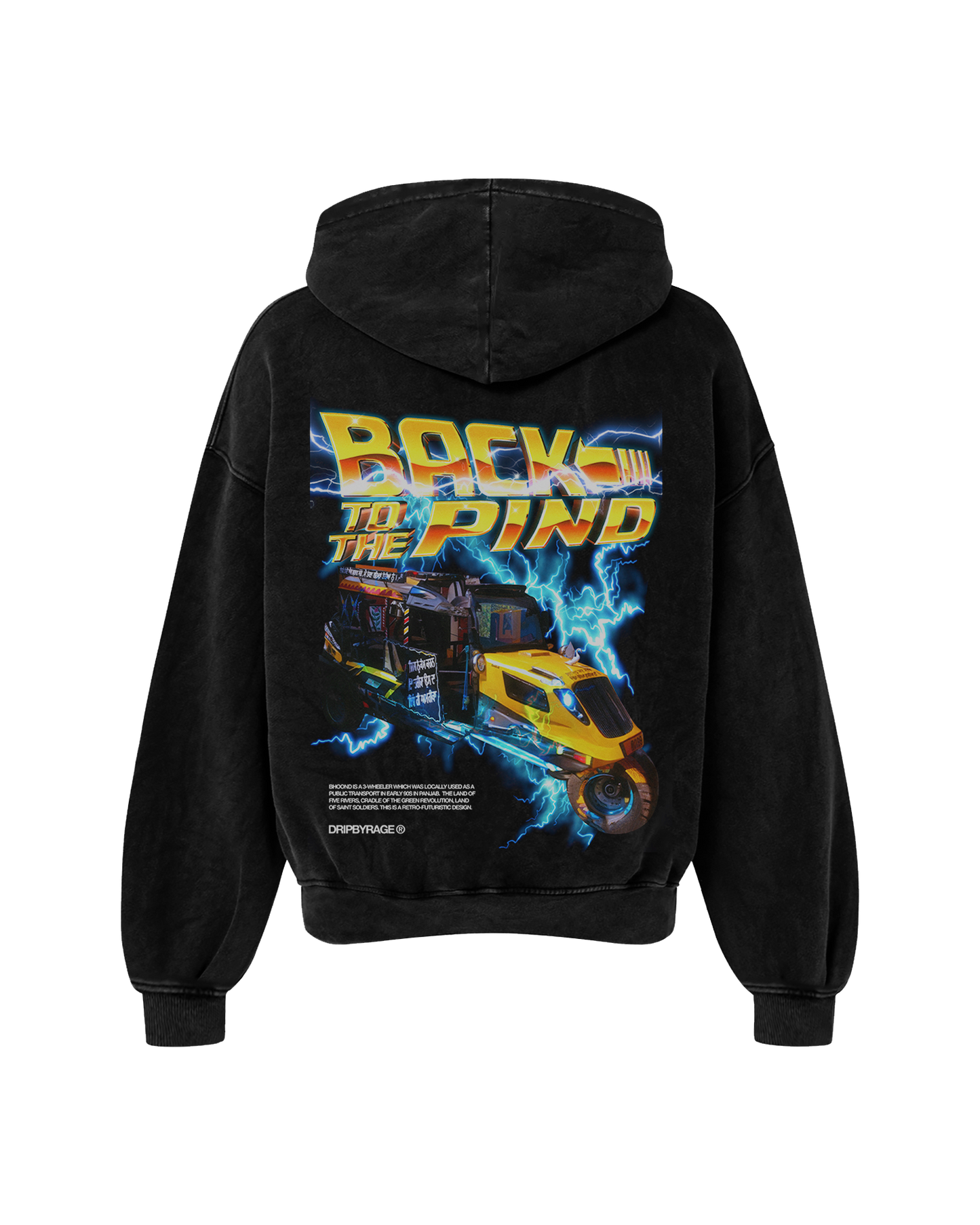 BACK TO THE PIND OVERSIZED FADED HOODIE BLACK