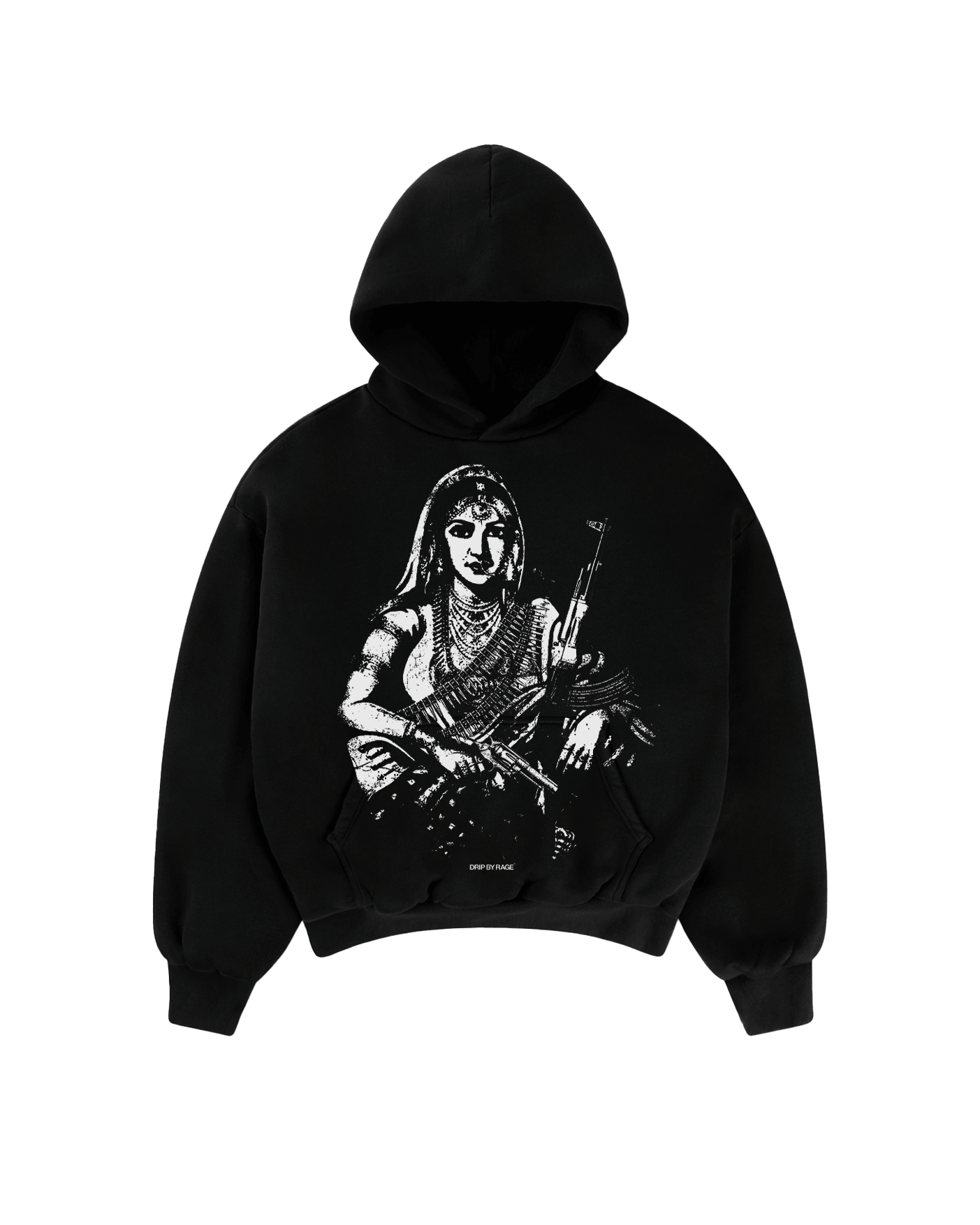 GANGSTER QUEEN BIG PRINT SUN FADED BOXY HOODIE - Drip by Rage