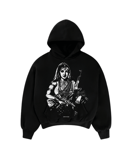 GANGSTER QUEEN BIG PRINT SUN FADED BOXY HOODIE - Drip by Rage