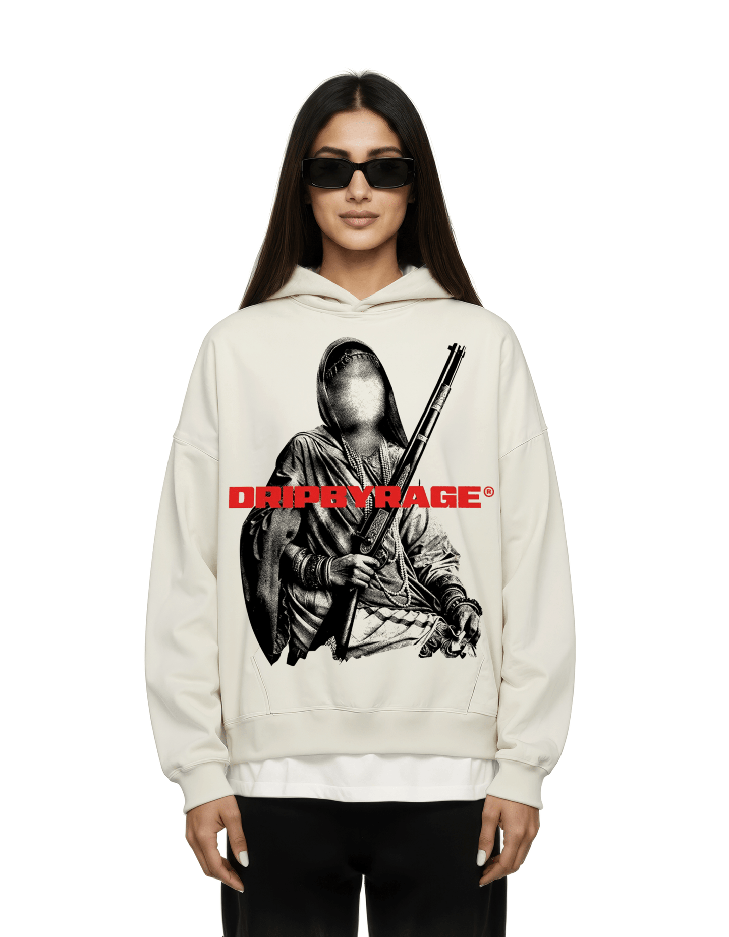 GANGSTER QUEEN V3 BIG PRINT SUN FADED BOXY HOODIE - Drip by Rage