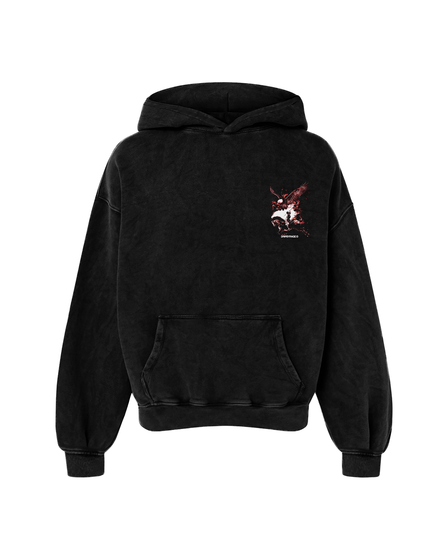 NO FEAR RED EDITION OVERSIZED FADED HOODIE BLACK