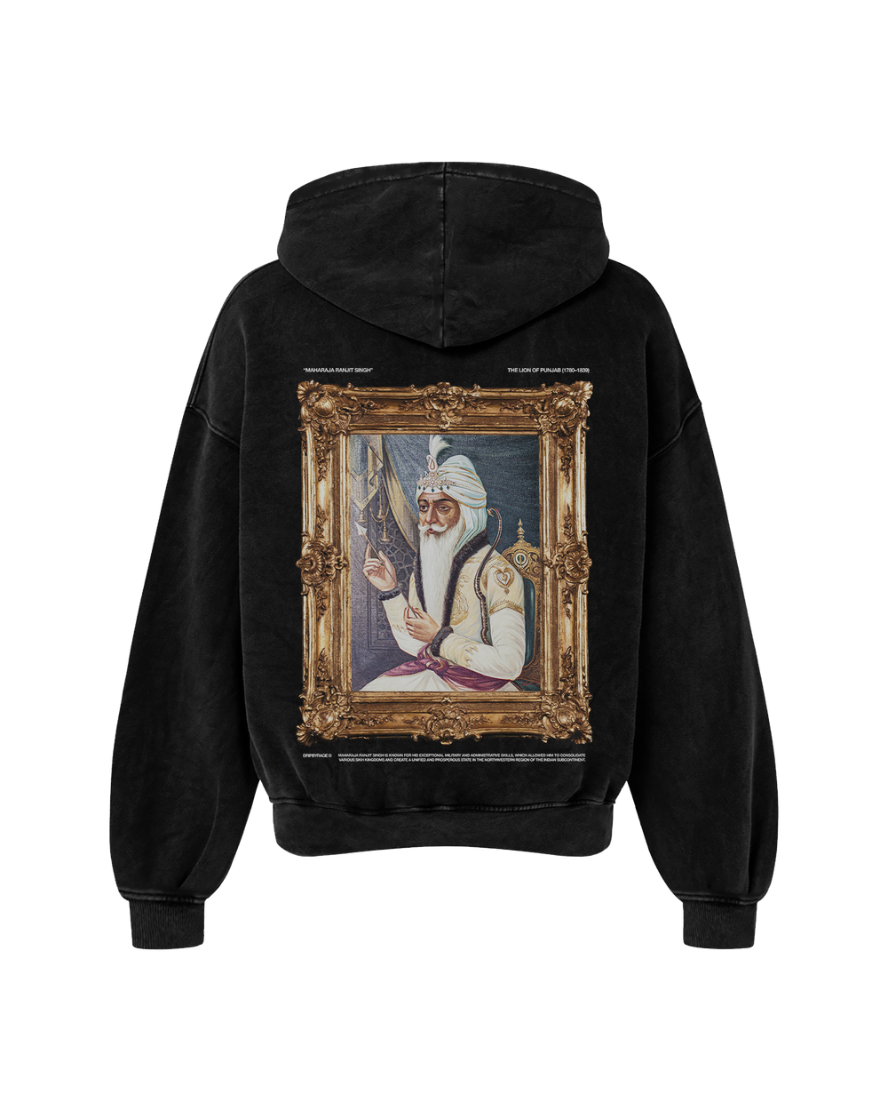 MAHARAJA RANJIT SINGH OVERSIZED FADED HOODIE BLACK