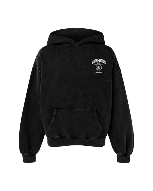 FARMERS CLUB OVERSIZED FADED HOODIE BLACK