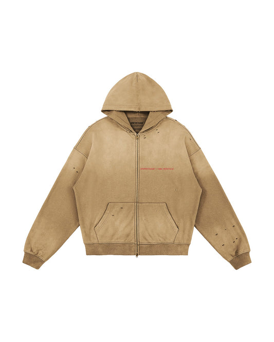 HERITAGE DISTRESSED SUN FADED ZIP UP HOODIE - Drip by Rage