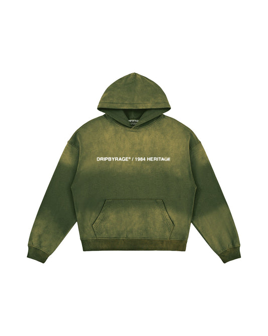 HERITAGE SUN FADED HOODIE GREEN - Drip by Rage
