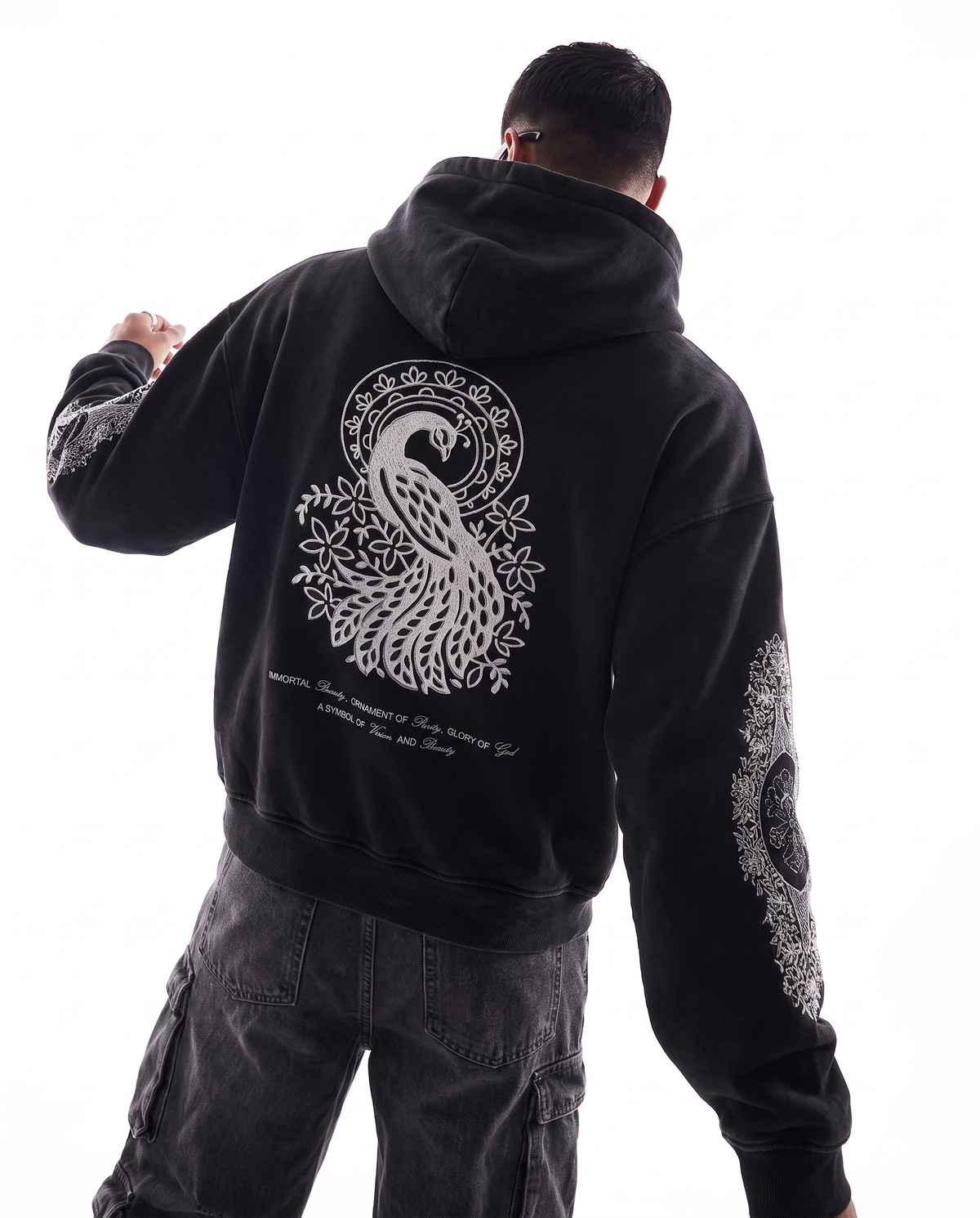 MORNI EMBROIDERED OVERSIZED FADED HOODIE