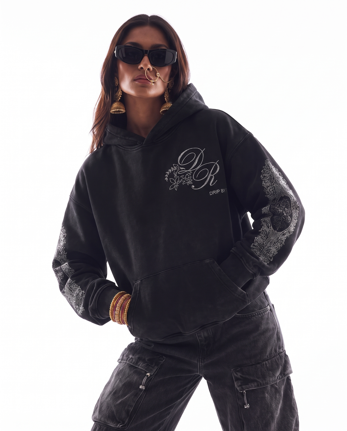 MORNI EMBROIDERED OVERSIZED FADED HOODIE