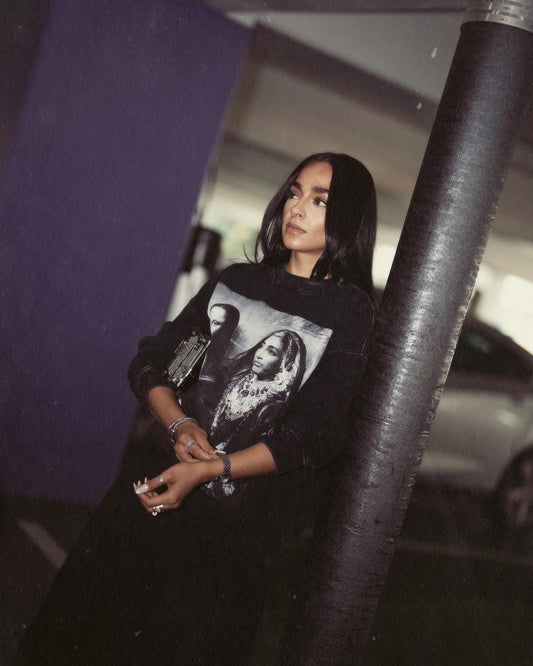 MAHARANI X MONA LISA OVERSIZED FADED SWEATSHIRT BLACK