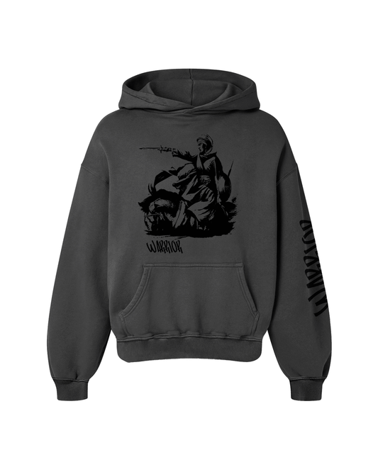 KAUR WARRIOR OVERSIZED FADED HOODIE GREY - Drip by Rage
