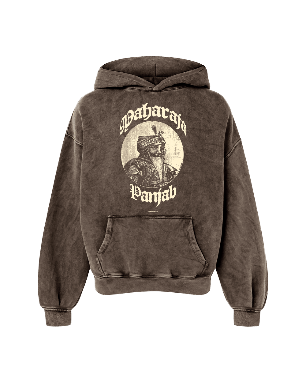 LION OF PANJAB OVERSIZED WASHED HOODIE BROWN - Drip by Rage