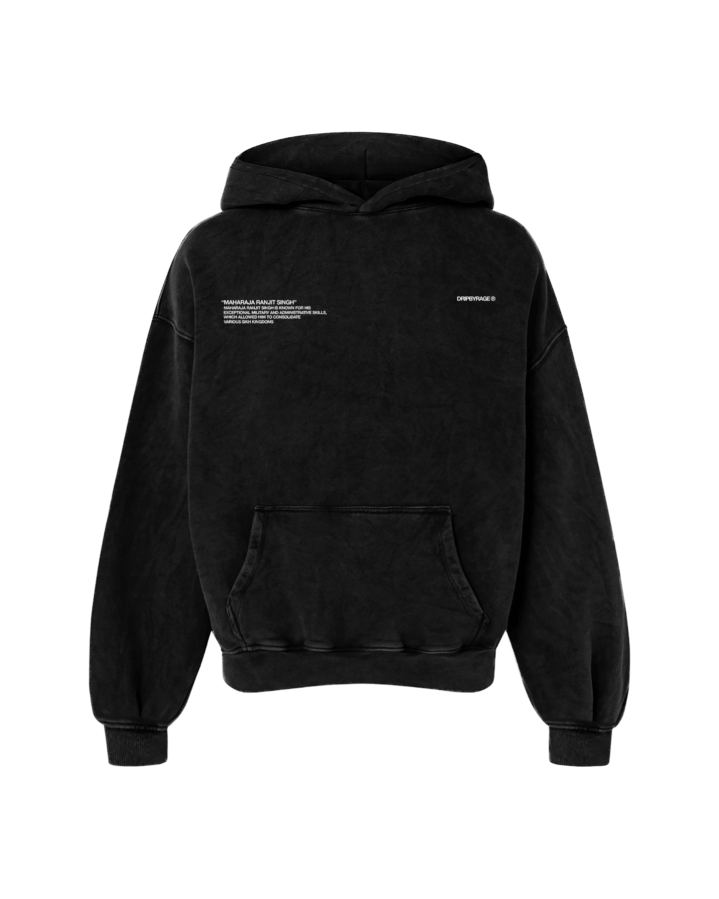 MAHARAJA RANJIT SINGH OVERSIZED FADED HOODIE BLACK - Drip by Rage