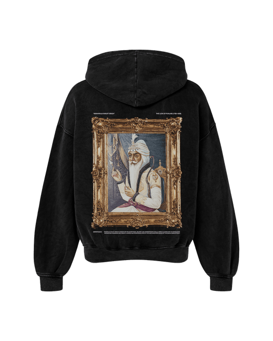 MAHARAJA RANJIT SINGH OVERSIZED FADED HOODIE BLACK - Drip by Rage