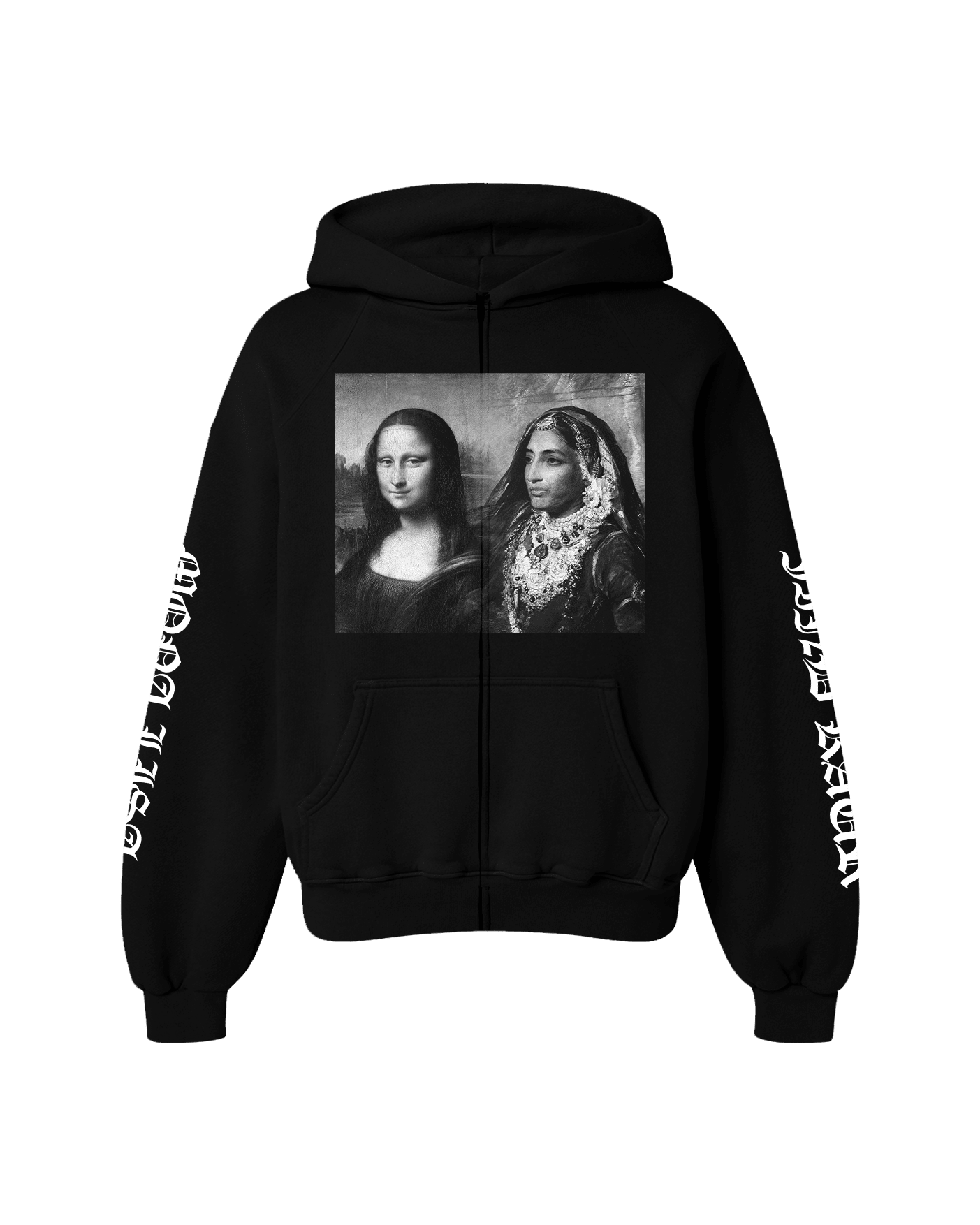 MAHARANI X MONA LISA OVERSIZED FLEECE ZIP-UP HOODIE BLACK - Drip by Rage