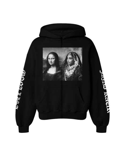 MAHARANI X MONA LISA OVERSIZED FLEECE ZIP-UP HOODIE BLACK - Drip by Rage