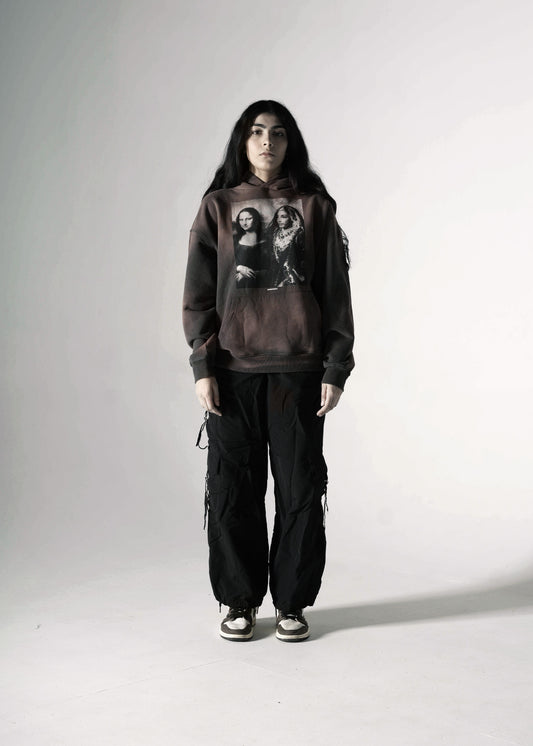 MAHARANI X MONA LISA OVERSIZED PREMIUM FADED HOODIE BURGUNDY