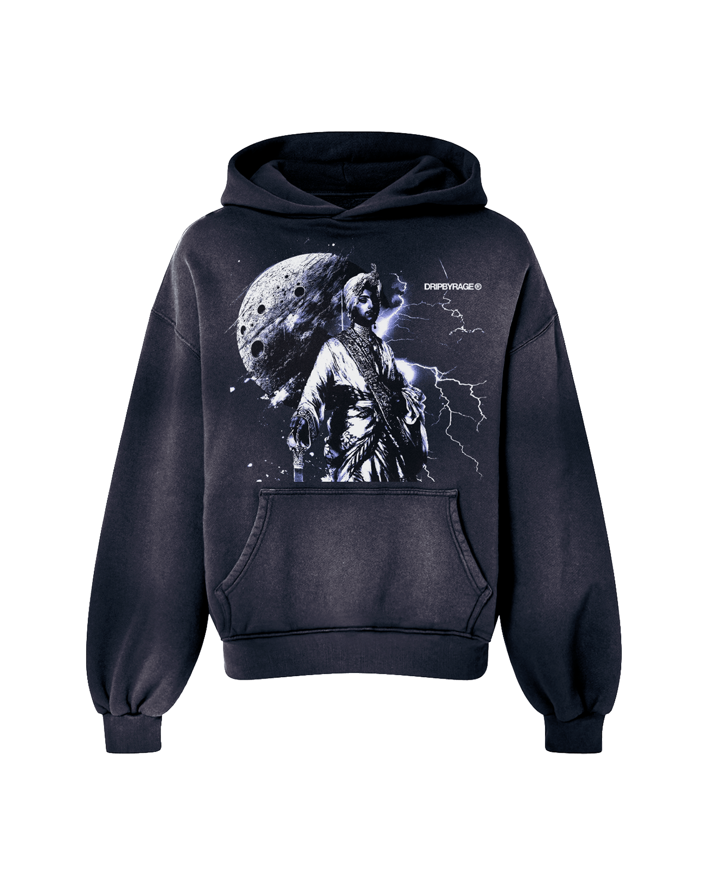 MOONLIGHT OVERSIZED PREMIUM FADED HOODIE BLUE - Drip by Rage