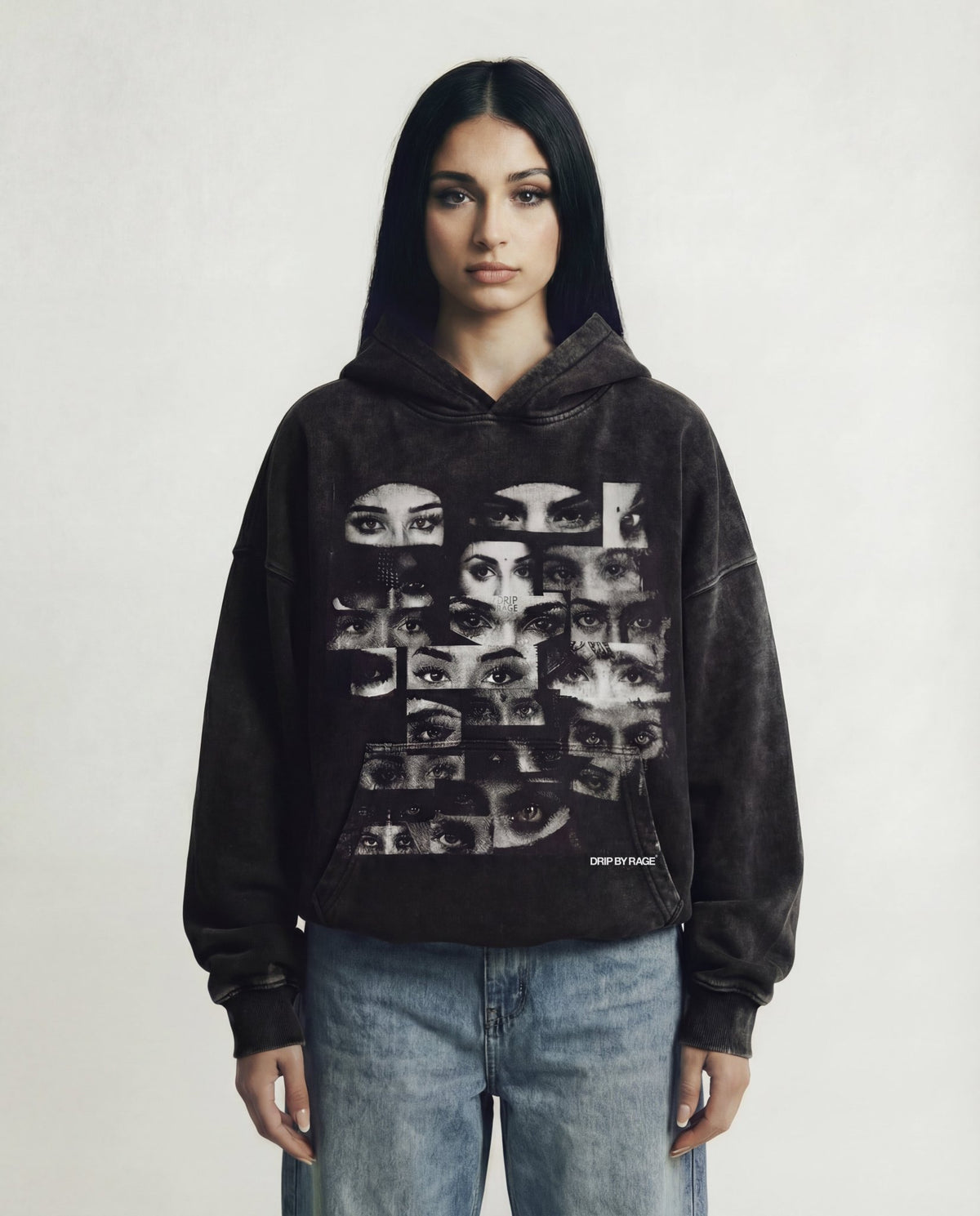 NAZAR BIG PRINT BOXY FADED HOODIE - Drip by Rage