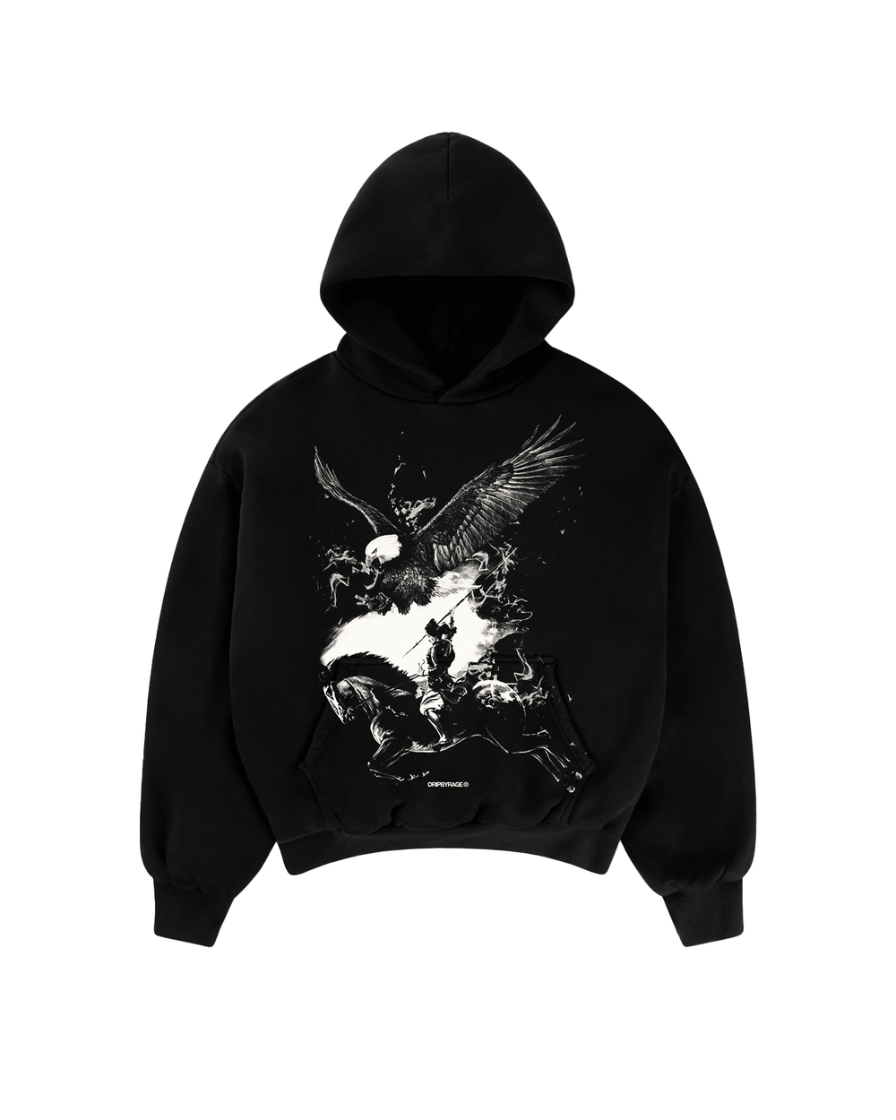 NO FEAR BLACK BIG PRINT SUN FADED BOXY HOODIE - Drip by Rage