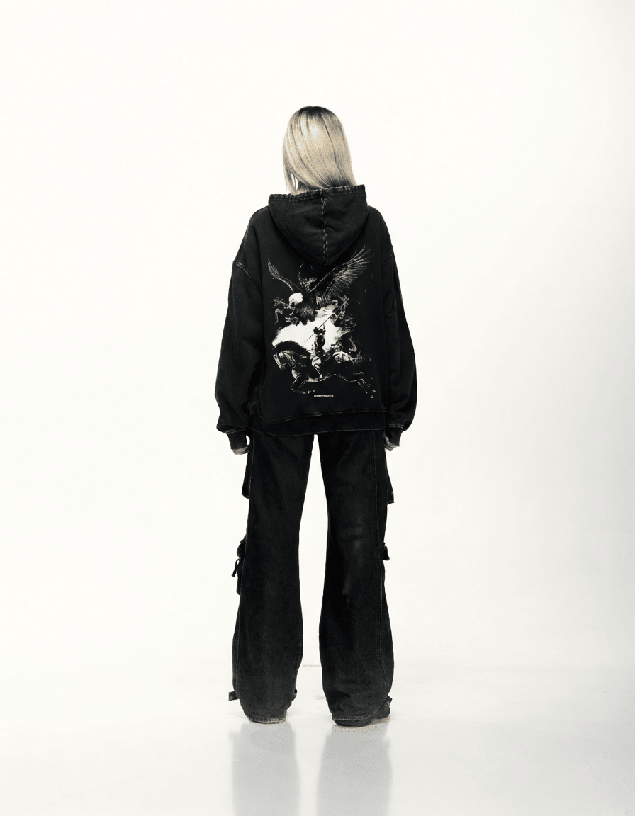 NO FEAR DARK EDITION OVERSIZED FADED HOODIE BLACK - Drip by Rage