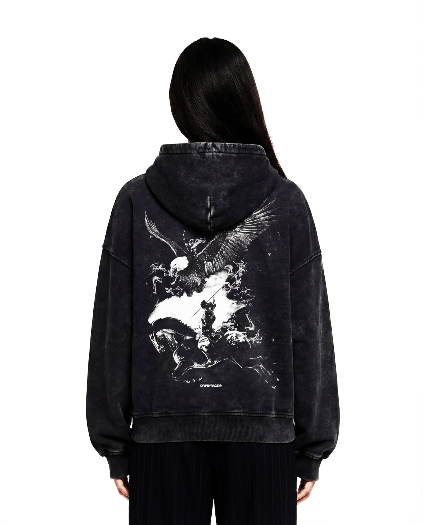 NO FEAR DARK EDITION OVERSIZED FADED HOODIE BLACK - Drip by Rage