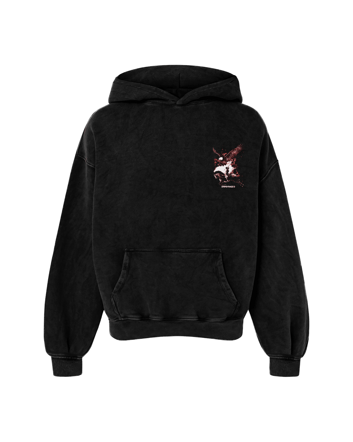 NO FEAR RED EDITION OVERSIZED FADED HOODIE BLACK - Drip by Rage