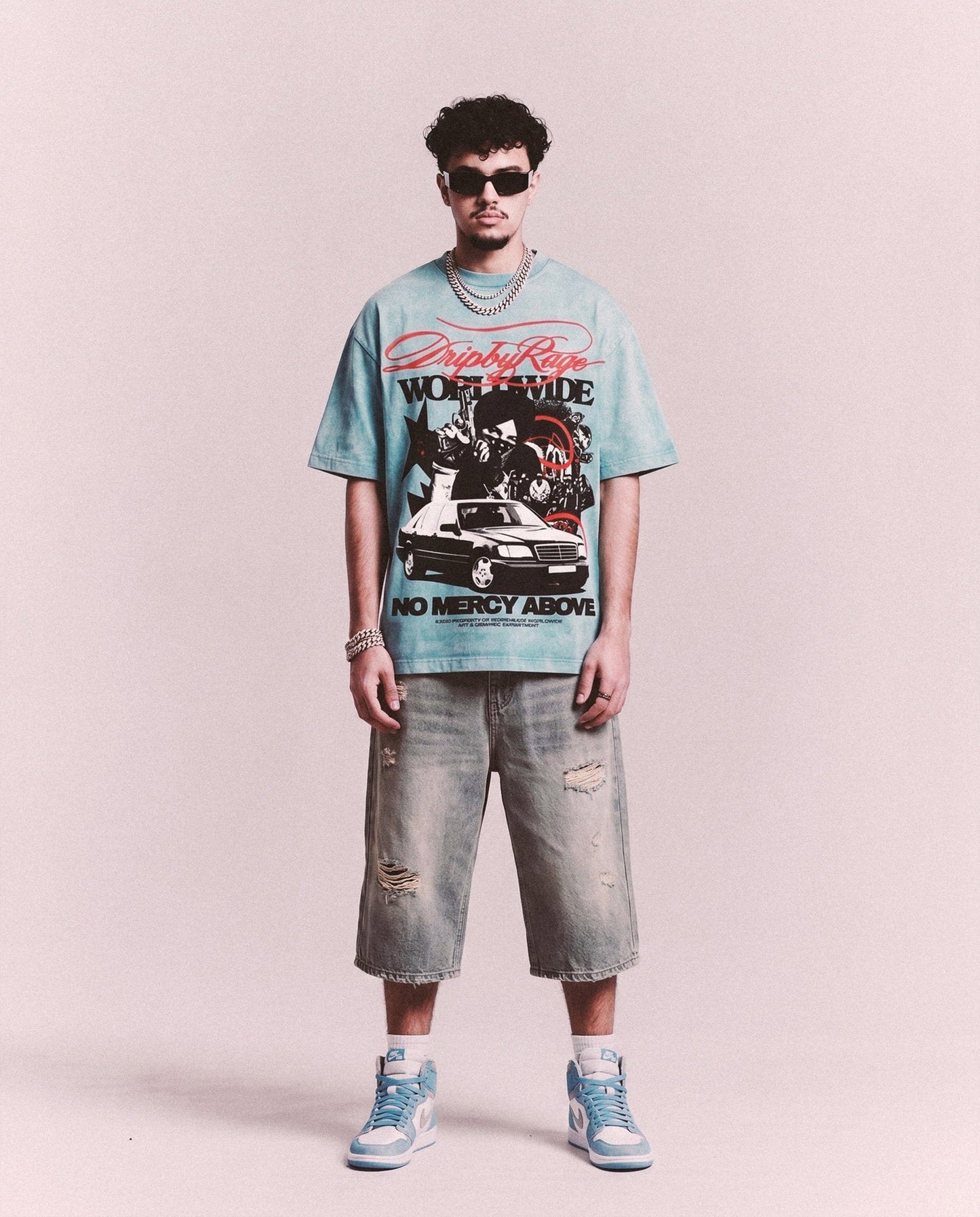 NO MERCY ABOVE OVERSIZED STONE WASH T-SHIRT - Drip by Rage