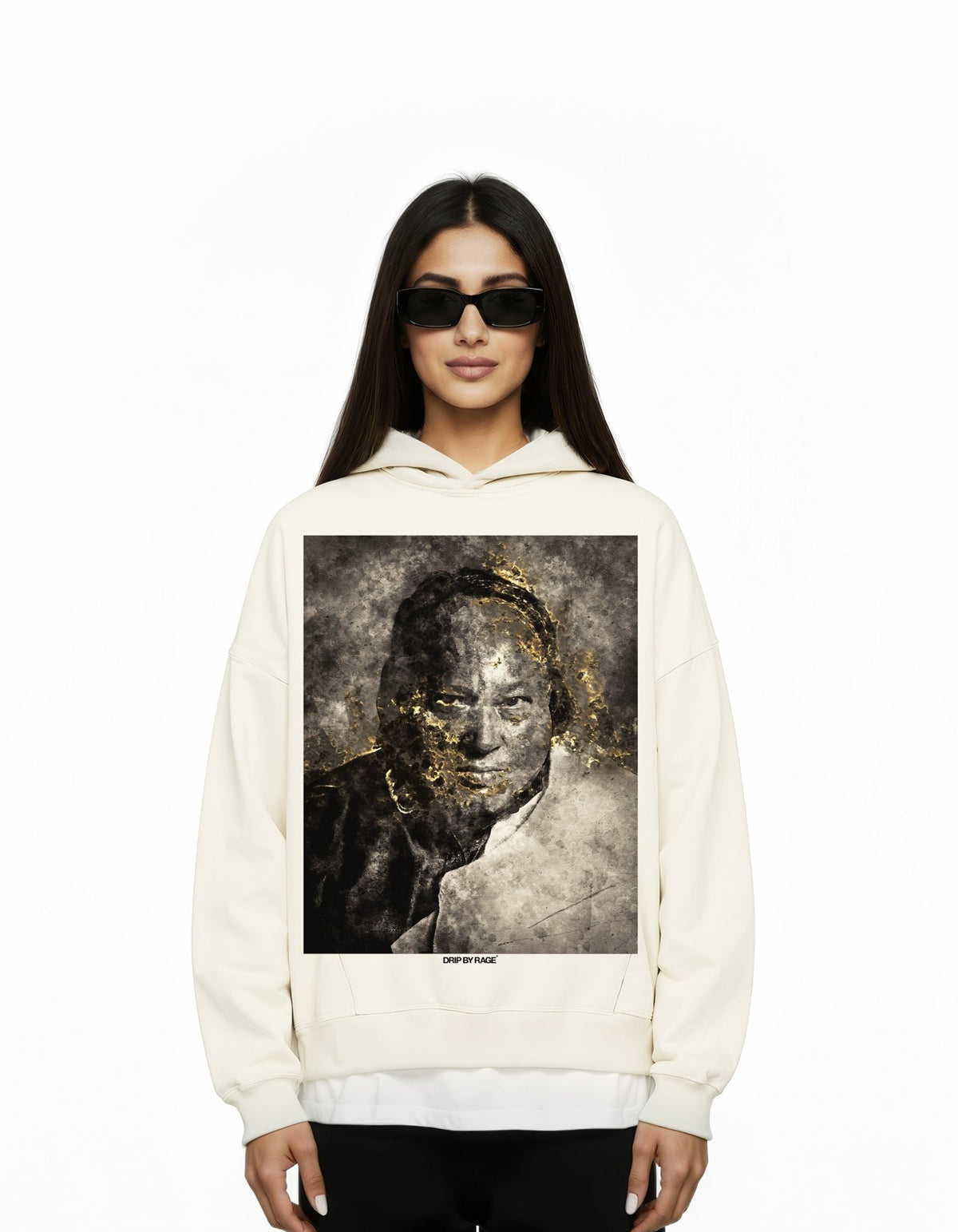 NUSRAT GOLD LEAF SUN FADED BOXY HOODIE - Drip by Rage