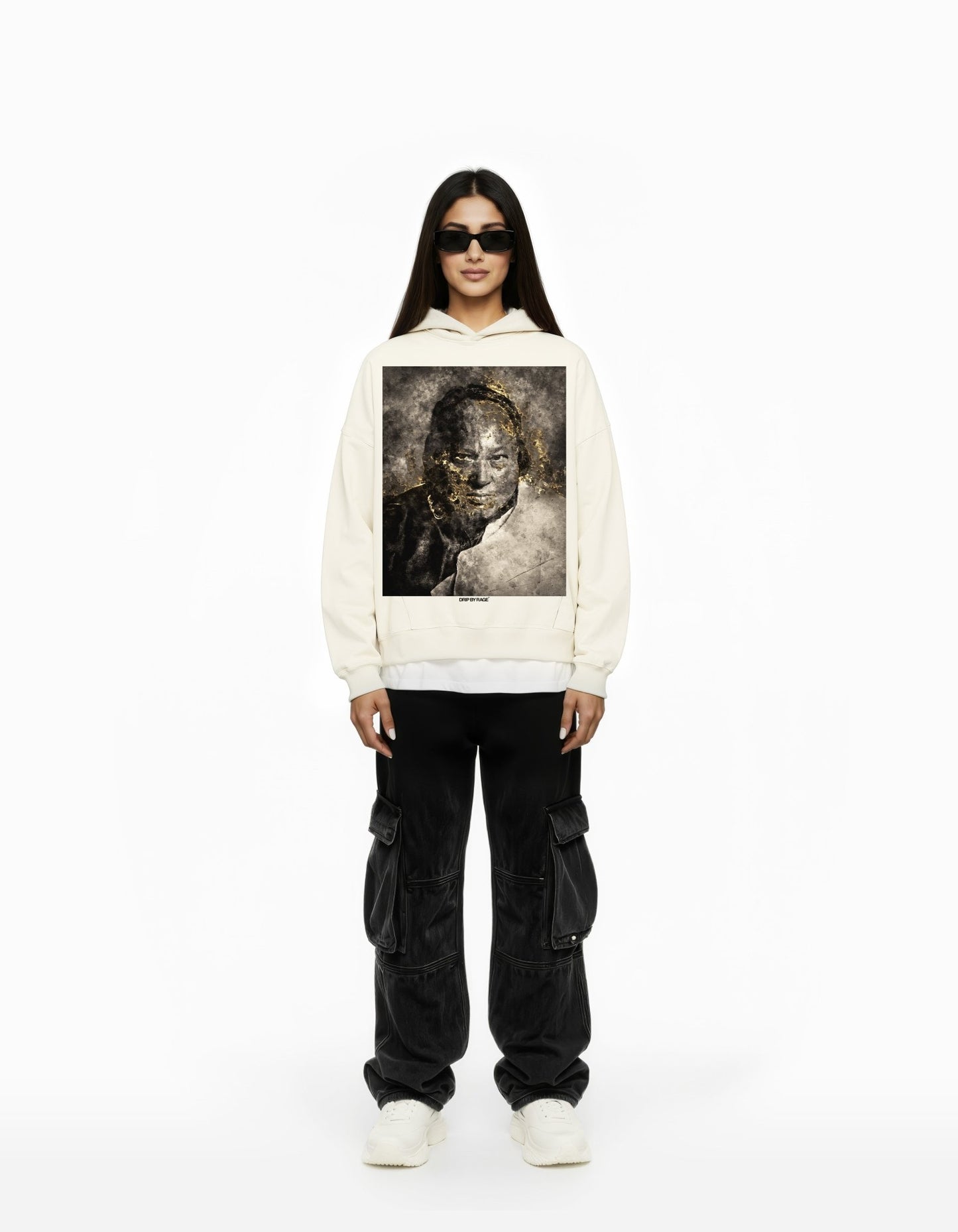NUSRAT GOLD LEAF SUN FADED BOXY HOODIE - Drip by Rage