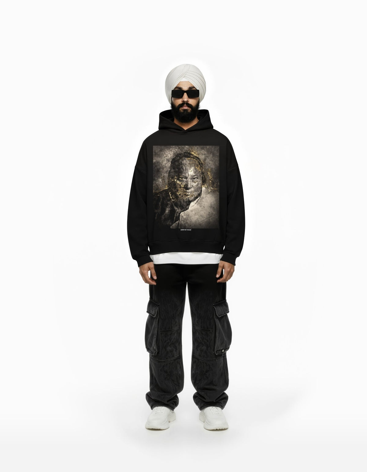 NUSRAT GOLD LEAF SUN FADED BOXY HOODIE - Drip by Rage