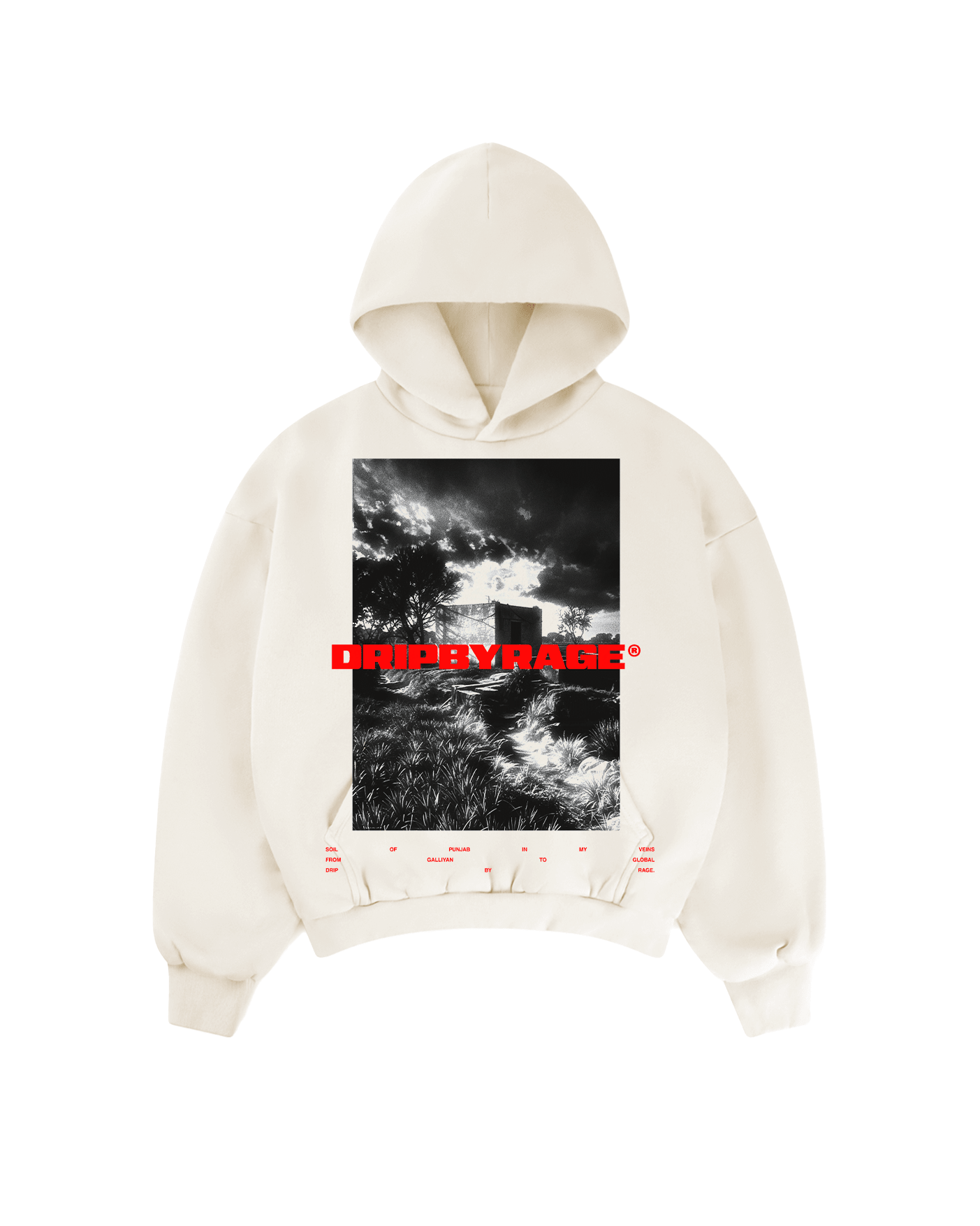 PIND LIFE BIG PRINT SUN FADED BOXY HOODIE - Drip by Rage