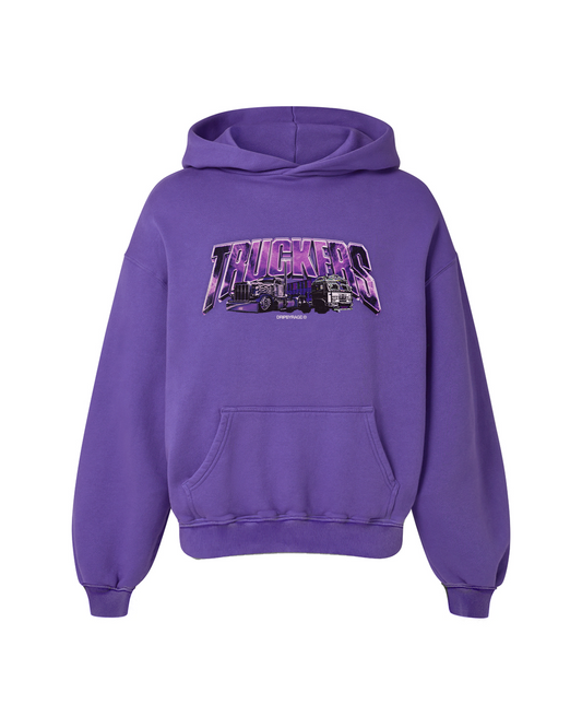 TRUCKERS PURPLE OVERSIZED FADED HOODIE HAZE