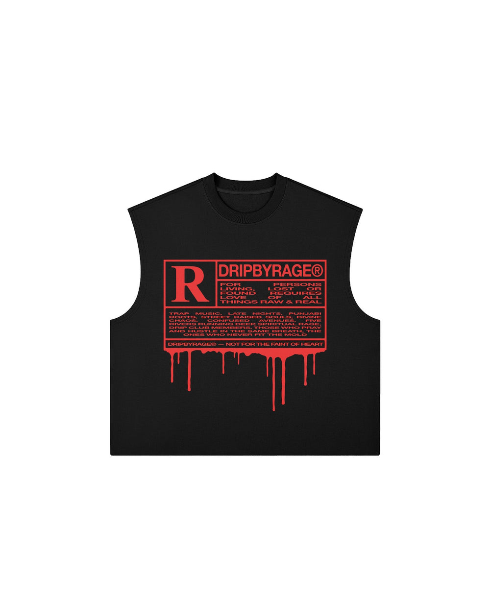 R RATED 380GSM BOXY TANK TOP - Drip by Rage