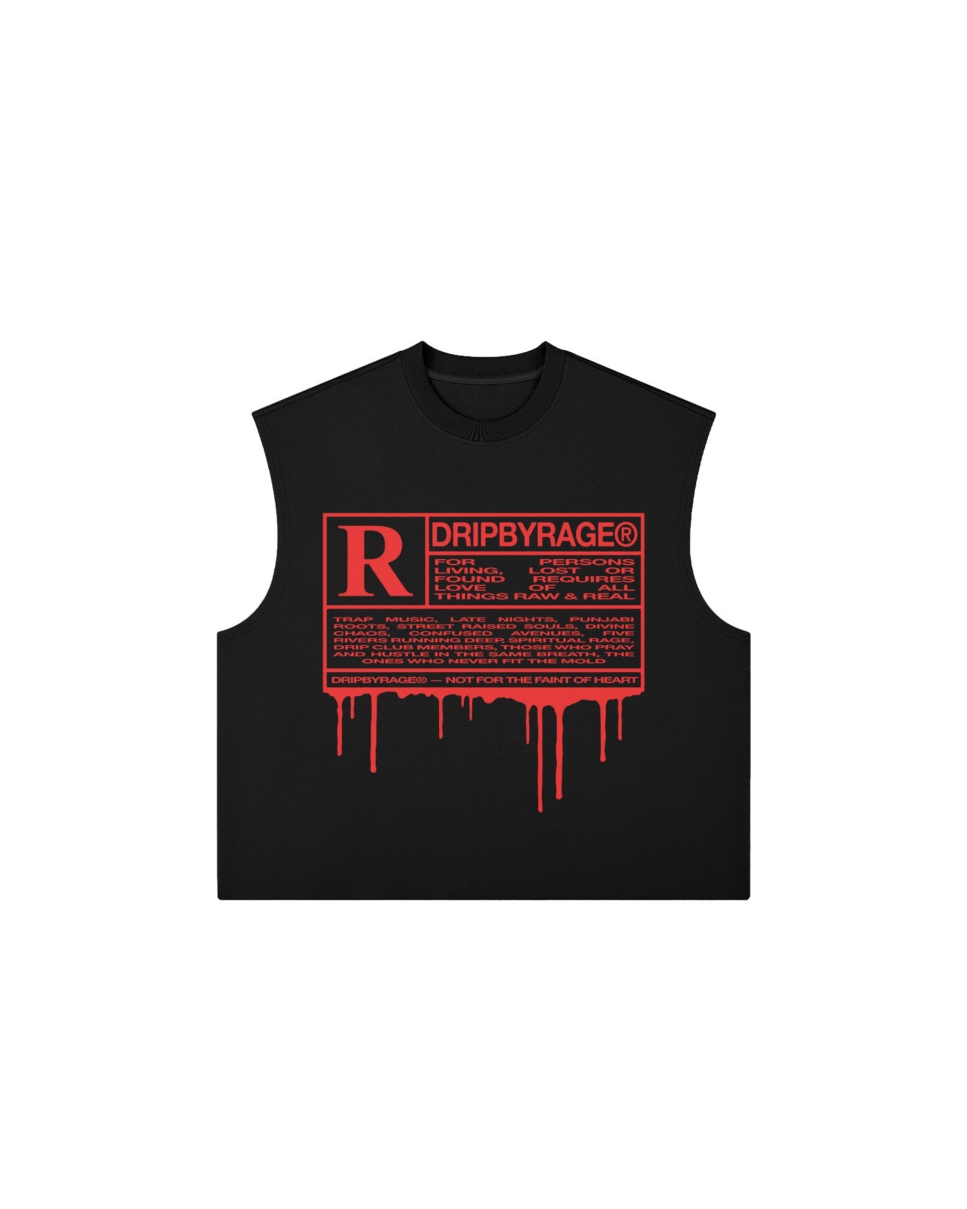 R RATED 380GSM BOXY TANK TOP - Drip by Rage