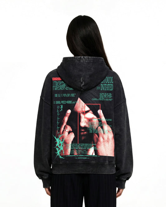 REBEL PROTOCOL OVERSIZED FADED HOODIE - Drip by Rage