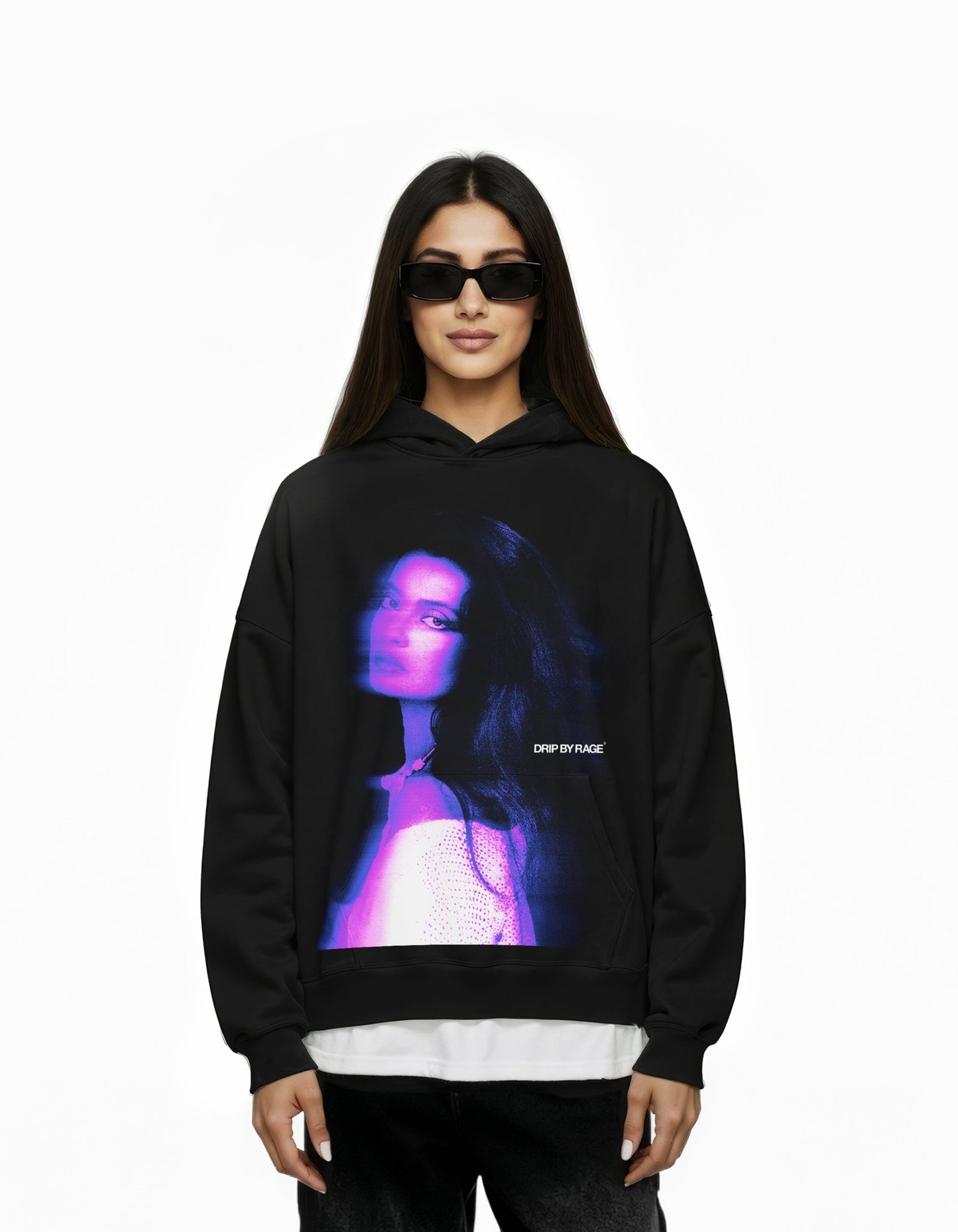 REKHA BIG PRINT SUN FADED BOXY HOODIE - Drip by Rage